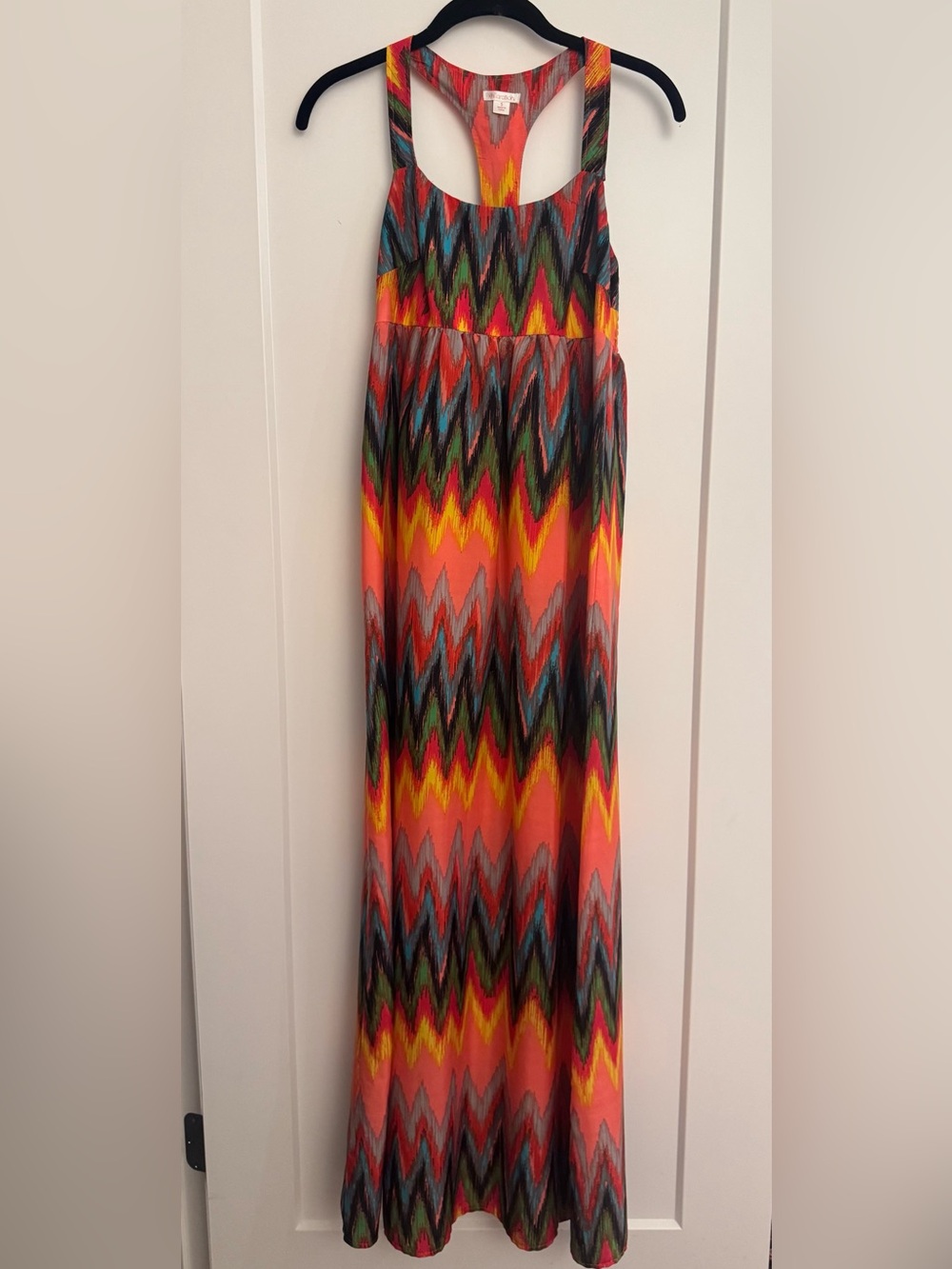 Vibrant Chevron Maxi Skirt in Coral Multi